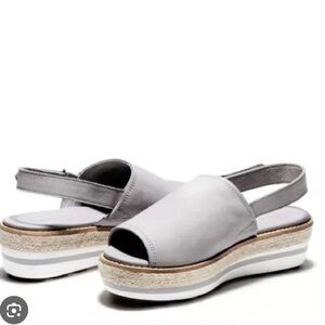 Timberland Gray Peep Toe Emerson Wedge Sandals SZ 11 NWOT
